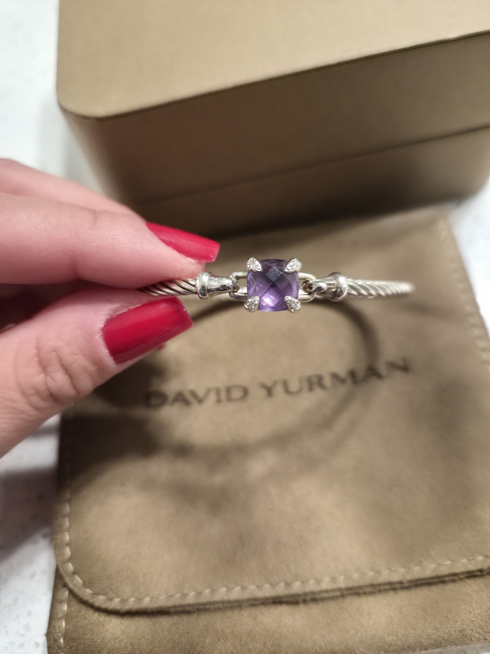Authentic David Yurman Chatelaine Bracelet - Amethyst & Diamond 3mm